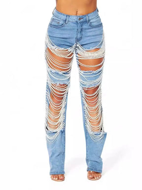 UrbanChain – Streetwear Embellished Denim Jeans