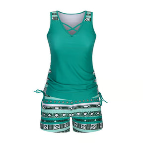 BreezeEase – Bohemian Tankini Swim Set