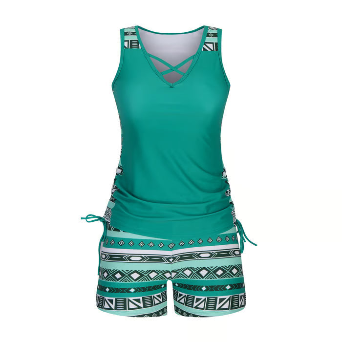 BreezeEase – Bohemian Tankini Swim Set