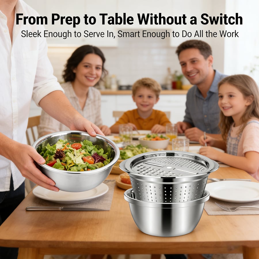 GrateCraft | 3-in-1 Stainless Steel Grater Bowl