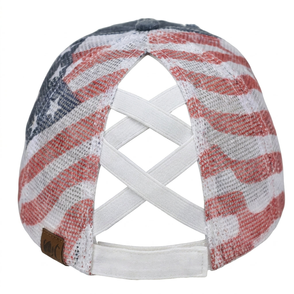 LibertyMesh – American Flag Ponytail Hat