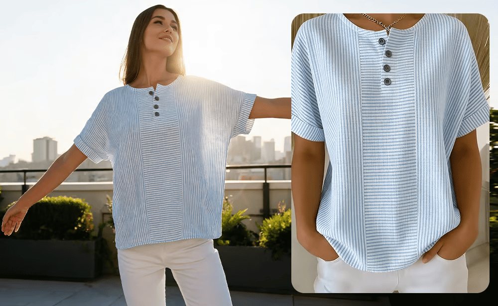 LunaWear – Round Neck Short Sleeve Blouse