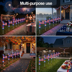 8 Solar American Flag Pathway Lights – Red, White & Blue Yard Glow