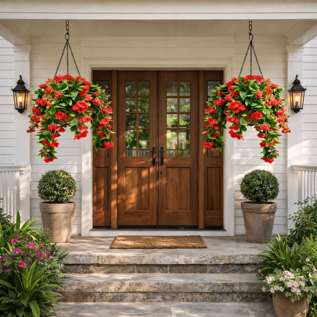 FloraVibe – Faux Crepe Myrtle Floral Hanging Basket