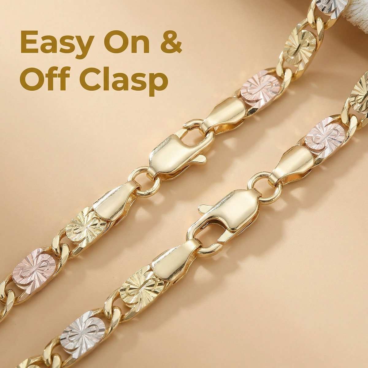 GoldenBlend – Three-Tone Link Bracelet