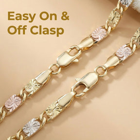 GoldenBlend – Three-Tone Link Bracelet