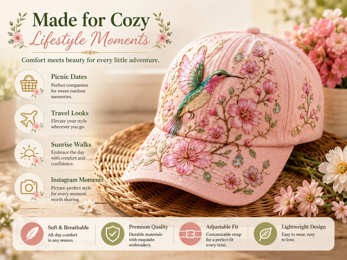 FloraBee – Aesthetic Garden Cap