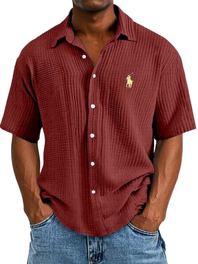 UrbanLoom – Relaxed Textured Button Half Sleeved Shirt