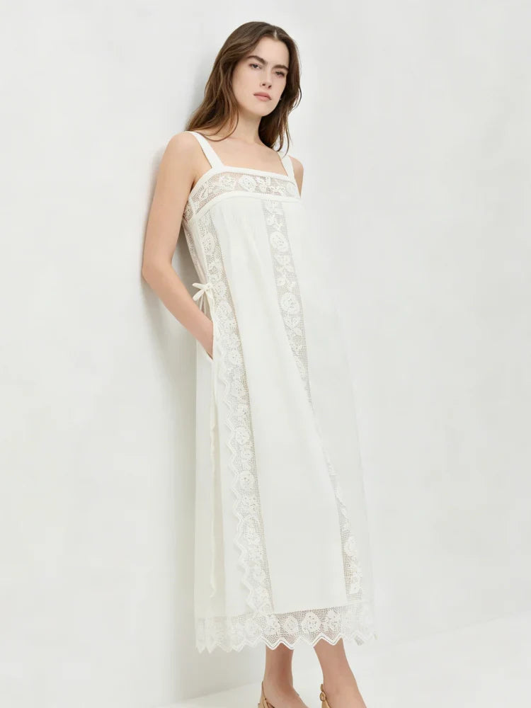 PureLinen – Vintage Lace Summer Midi Dress