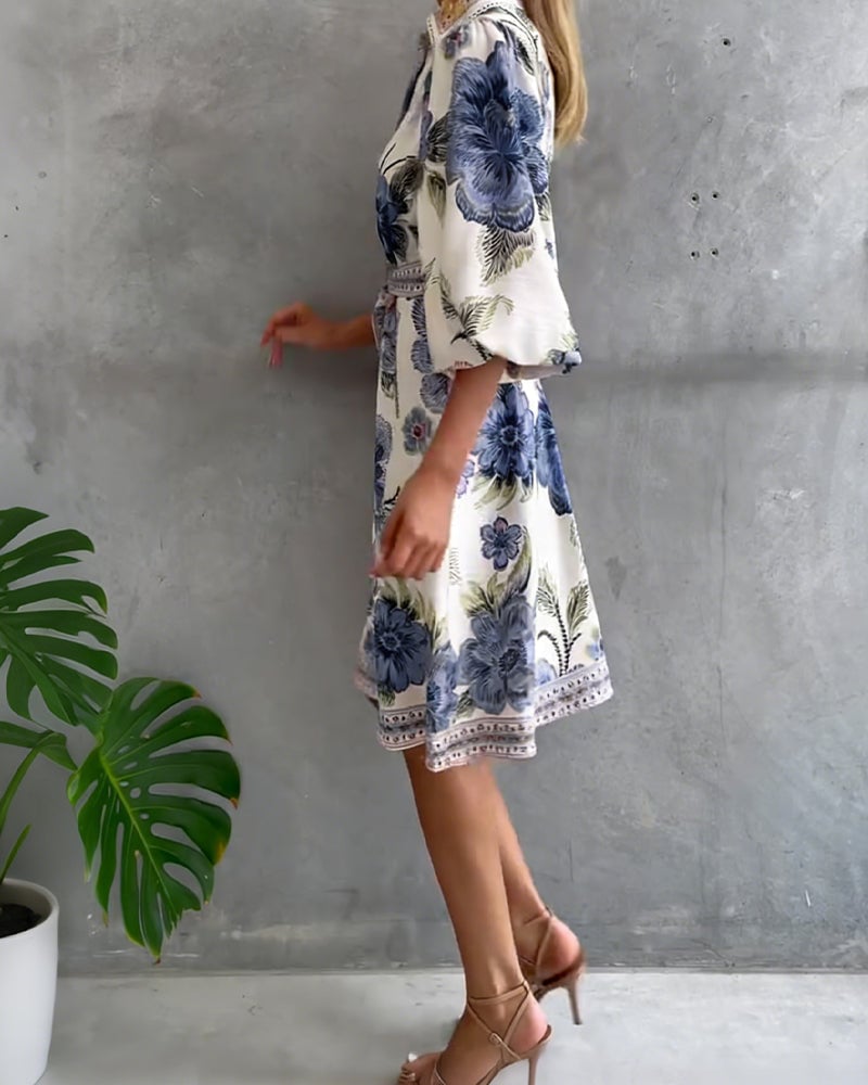 Eleganza Flow – Printed A-Line Dress