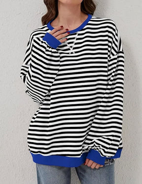 StripeAura – Women’s Color Block Striped Sweatshirt