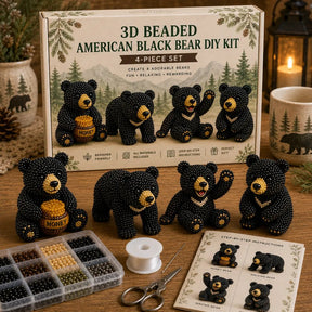 BearCraft - 3D Beaded Bear DIY Kit (4-Piece Handmade Set)
