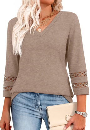 ClairaMode | Relaxed Fit V-Neck Sleeve Women Tee