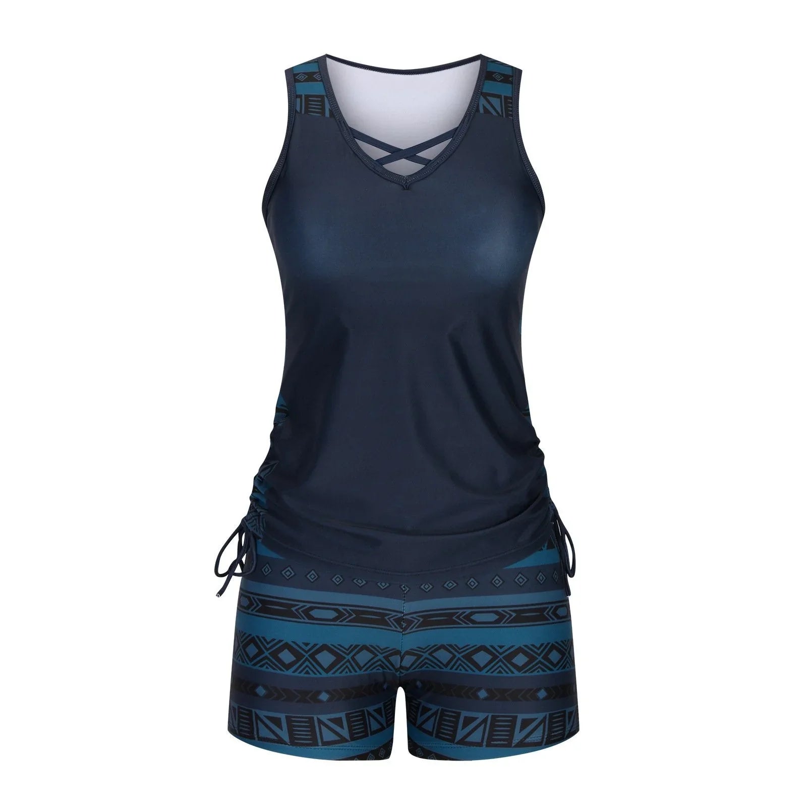 BeachBloom – Modest Bohemian Tankini Swimsuit with Shorts