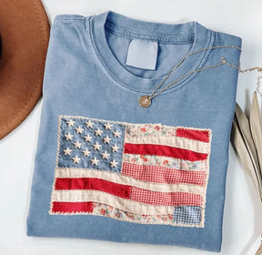 RedWhiteRebel – Retro American Flag Patchwork Tee