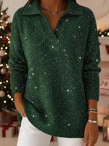 SparkleMuse – Loose Shiny Party Sweater Top