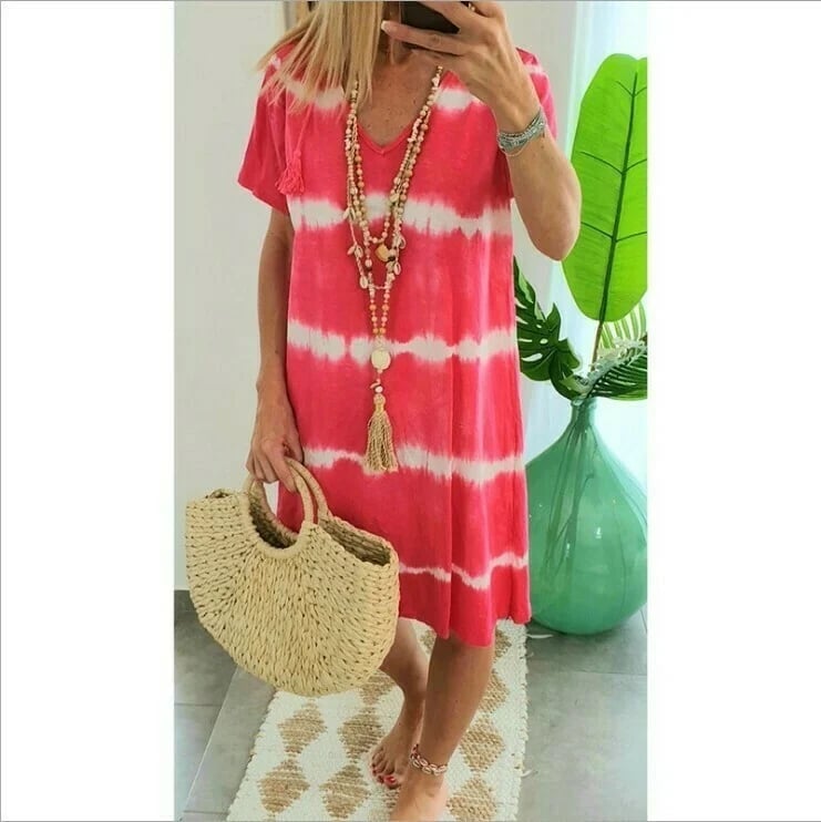 ChillAura | Tie-Dye Striped Loose Summer Dress