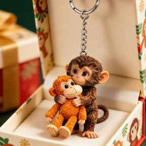 🐵3D Viral Punch Monkey Keychain 💕- Emotional Gift for Animal Lovers, Family, Friends, Loved Ones🎁