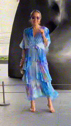 AuraFlow – Watercolor Chiffon Maxi Dress