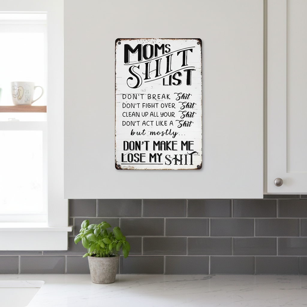 MamaRules – Rustic Funny Home Sign