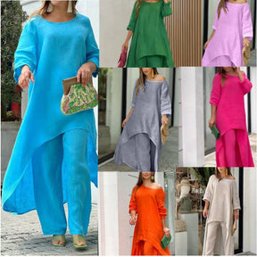 LunaFit – Women's Solid Color Linen Casual Suit