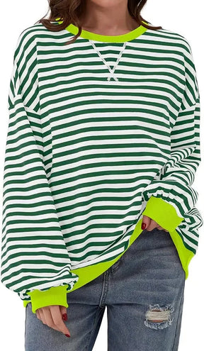 StripeAura – Women’s Color Block Striped Sweatshirt