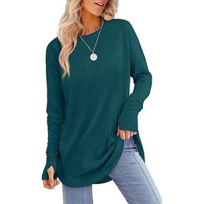 VeloraFit – Thumb Hole Curved Hem Tunic Shirt