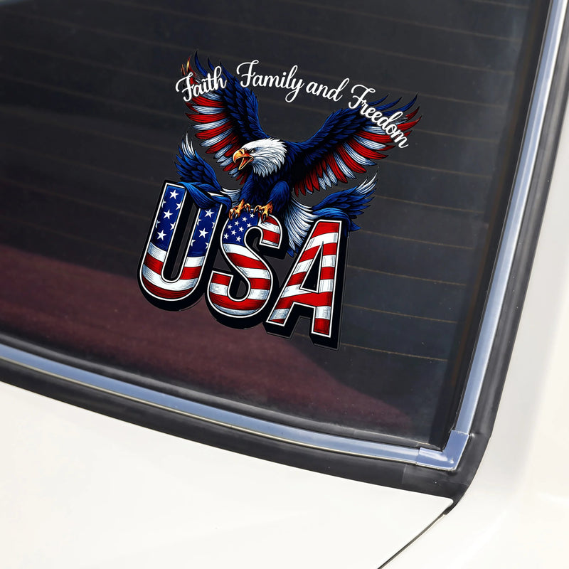 LibertyMark – America 250 Years Faith Family Freedom Car Decal