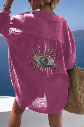 ShineFlow – Elegant Sparkle Button Shirt