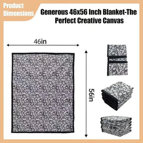 DoodleBlanket – 50×60 DIY Coloring Fleece Throw with 24 Marker Pens