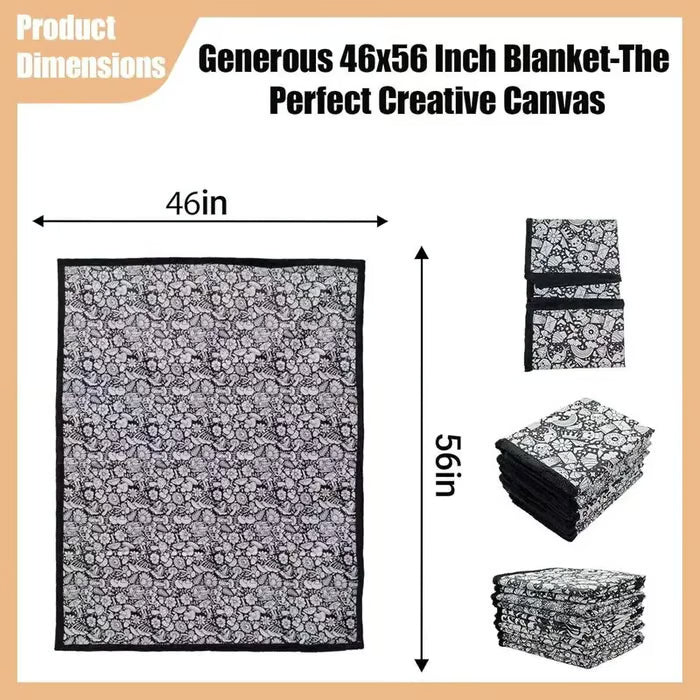 DoodleBlanket – 50×60 DIY Coloring Fleece Throw with 24 Marker Pens