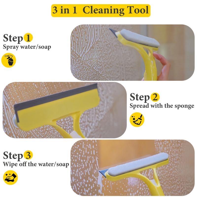 SprayShine | 3-in-1 Window Cleaning Tool with Scraper & Squeegee