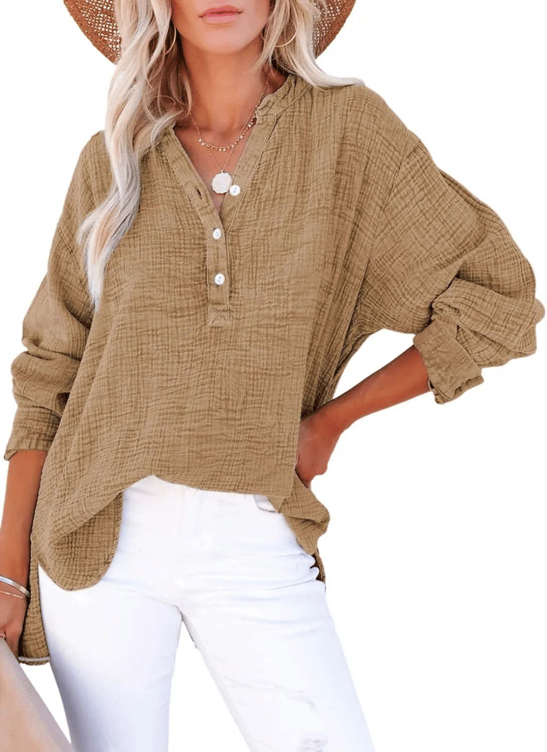 CloudFit – Women’s Casual Oversized Gauze Blouse