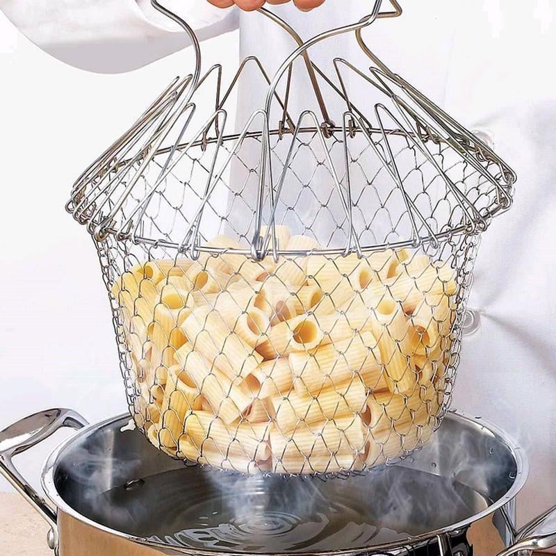 FlexiStrain – Retractable Stainless Steel Cooking Basket