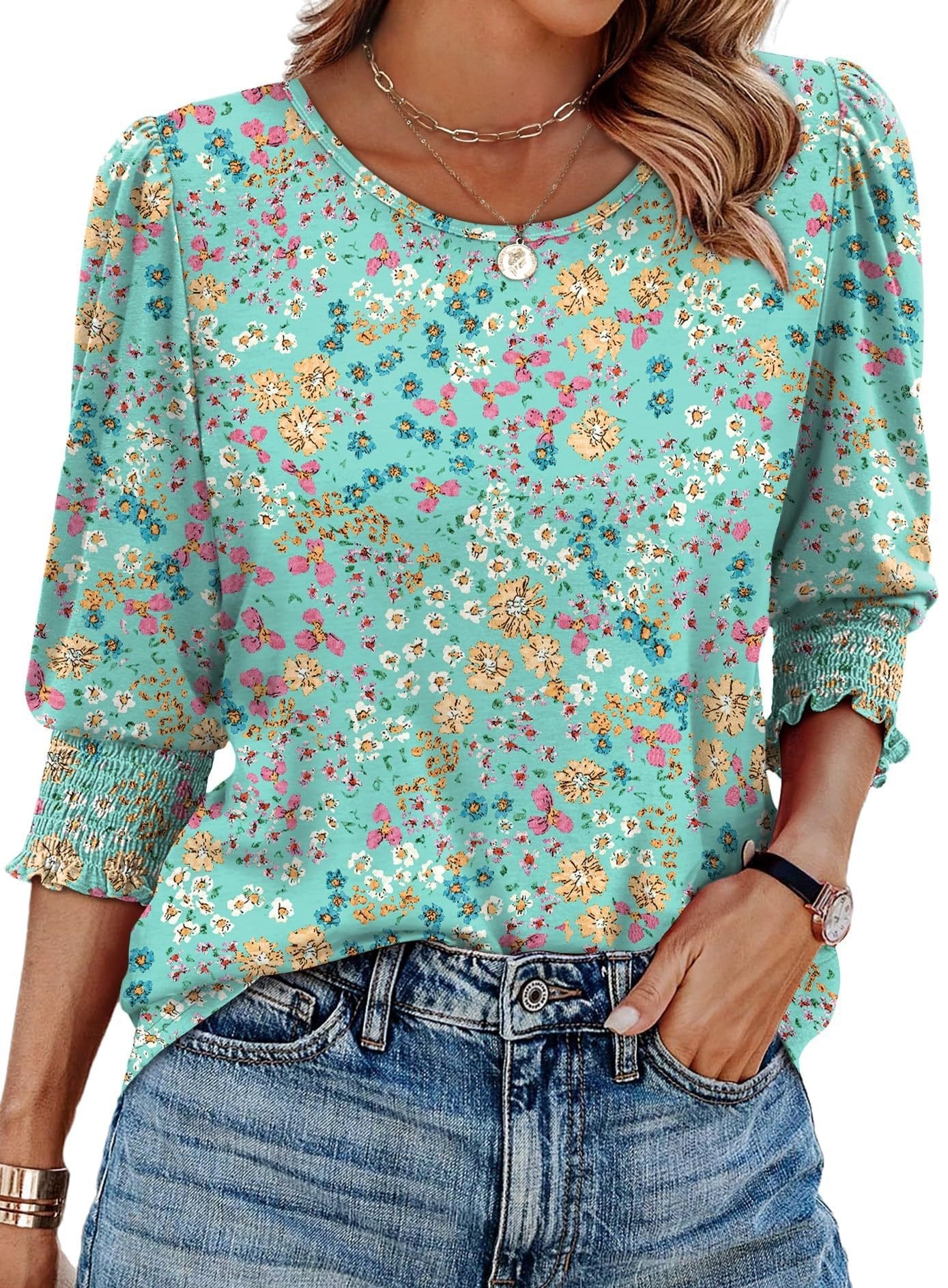 StyleBreeze – Elegant Relaxed Fit 3/4 Sleeve Top