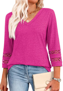ClairaMode | Relaxed Fit V-Neck Sleeve Women Tee