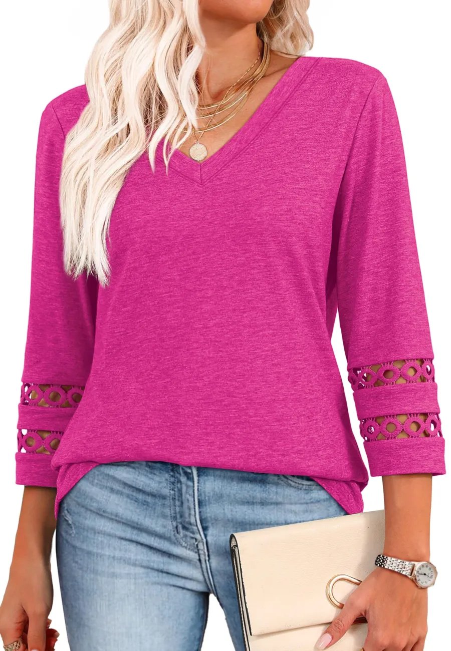 ClairaMode | Relaxed Fit V-Neck Sleeve Women Tee
