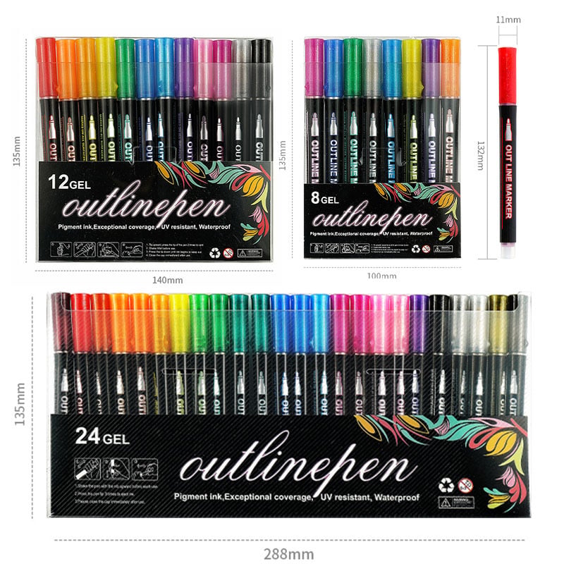 GlowStroke – Double Line Outline Marker Pens