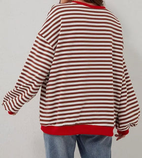 StripeAura – Women’s Color Block Striped Sweatshirt