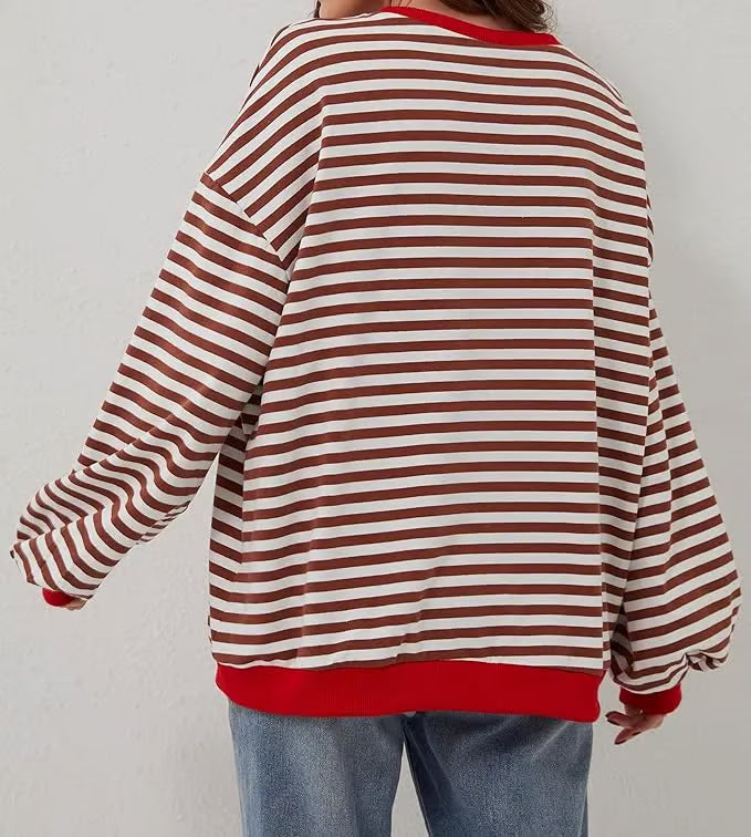 StripeAura – Women’s Color Block Striped Sweatshirt