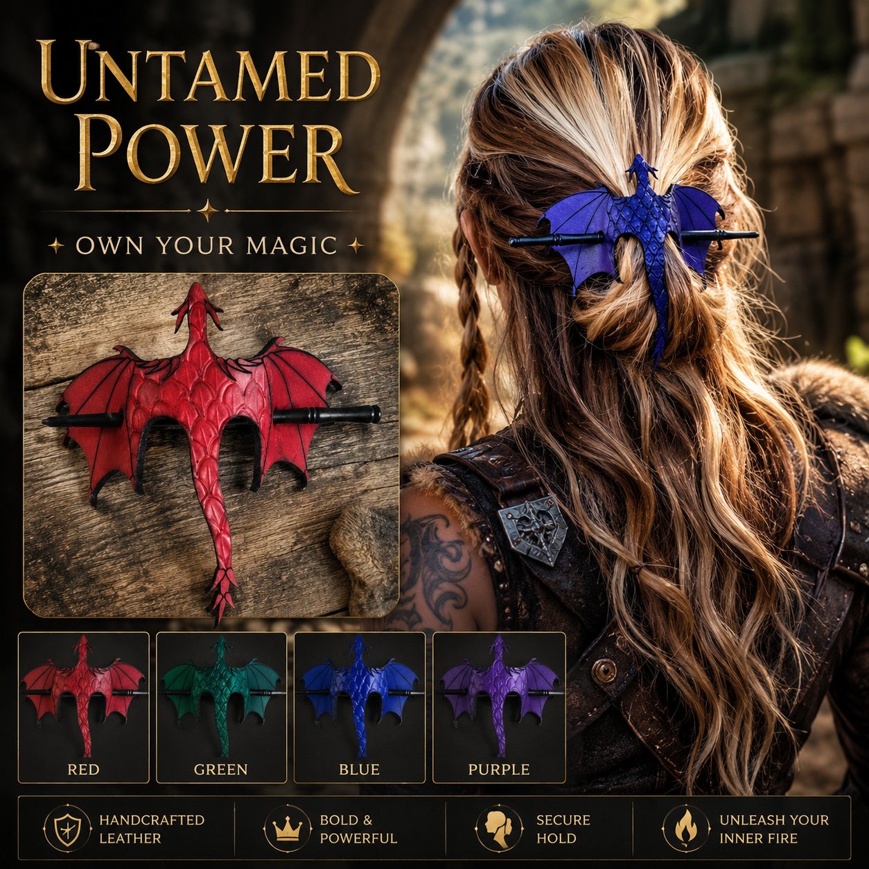 DragonCrown - Medieval Dragon Hair Stick