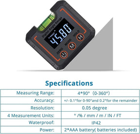 AnglePro – 0–360° Digital Angle Finder Level Tool