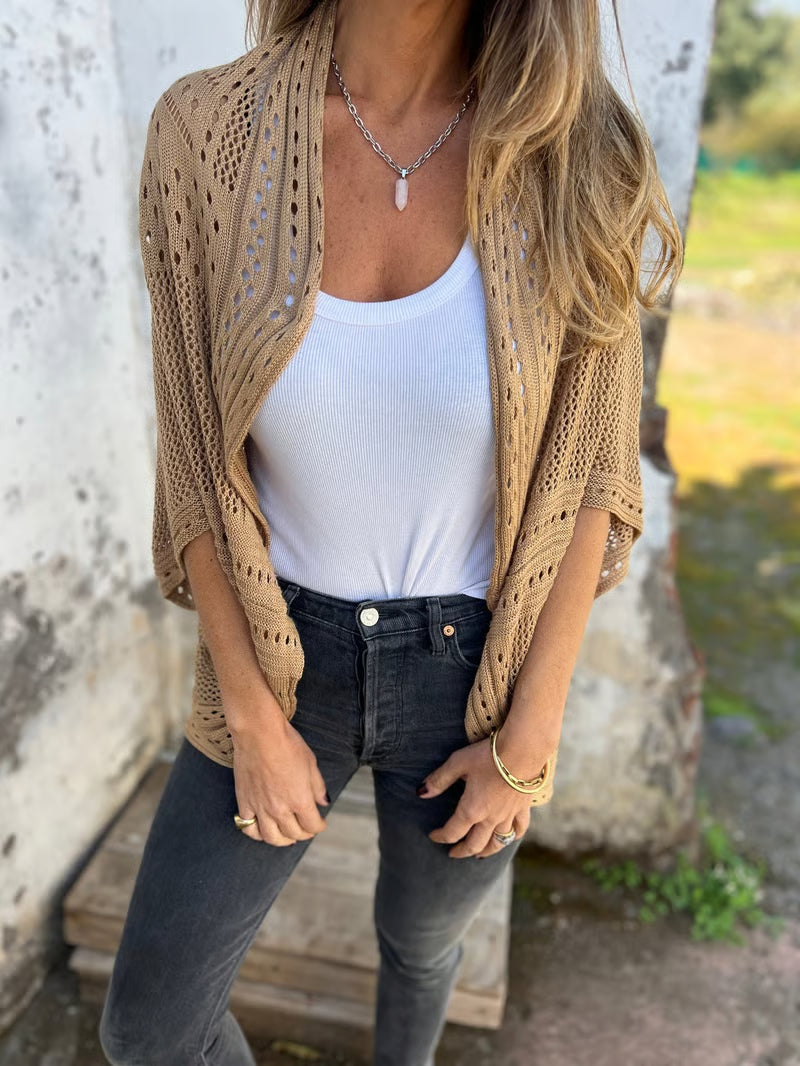 CloudWeave – Hollow Half Sleeve Cardigan