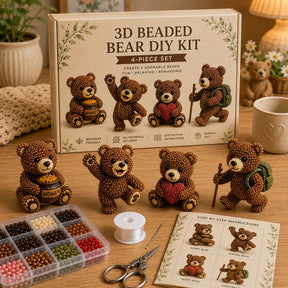 BearCraft - 3D Beaded Bear DIY Kit (4-Piece Handmade Set)