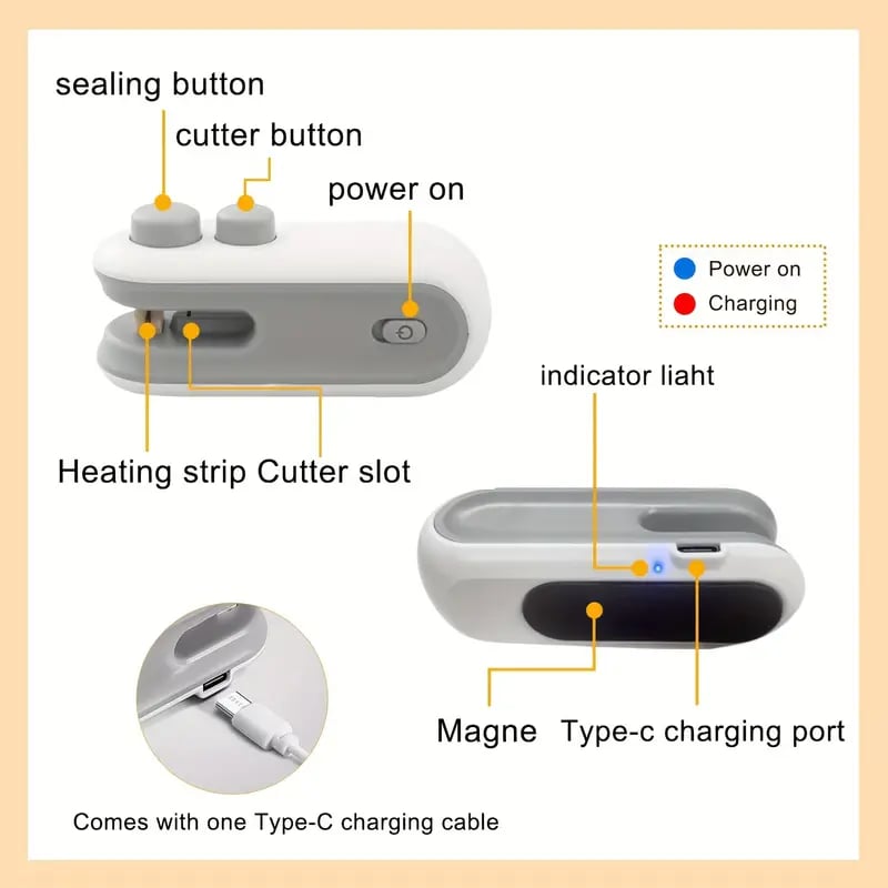 SnapSeal – Portable Bag Sealer with Cutter & Magnet