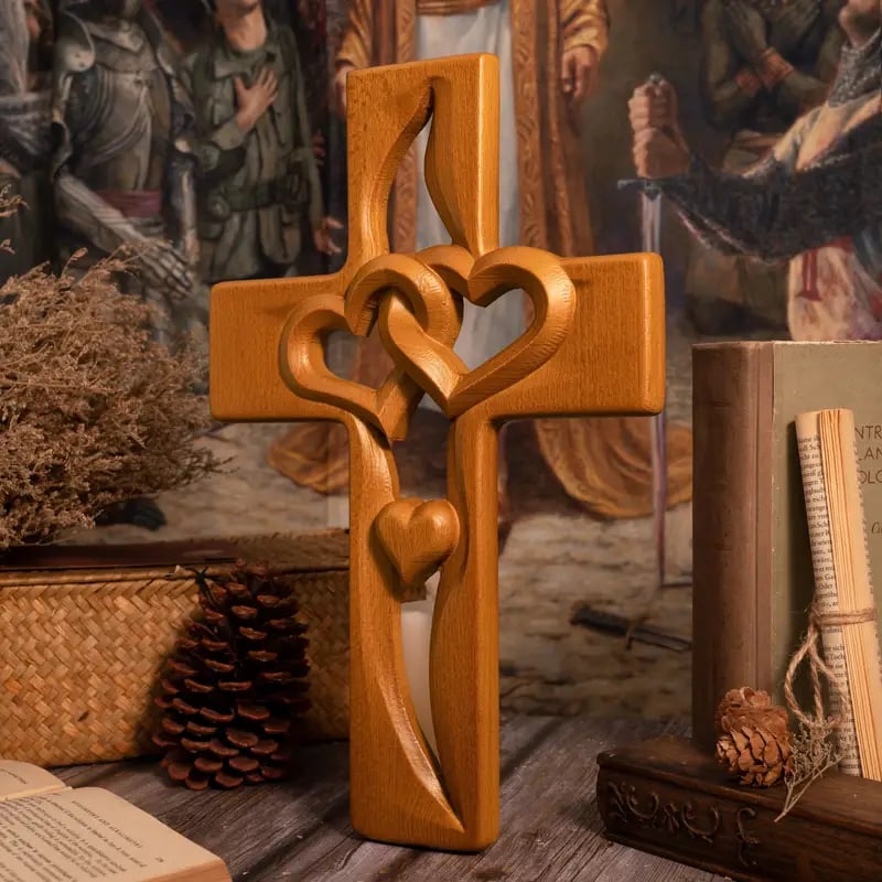 HeartFaith – Intertwined Heart Wooden Cross