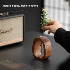 NatureNest – Solid Wood Glass Flower Vase