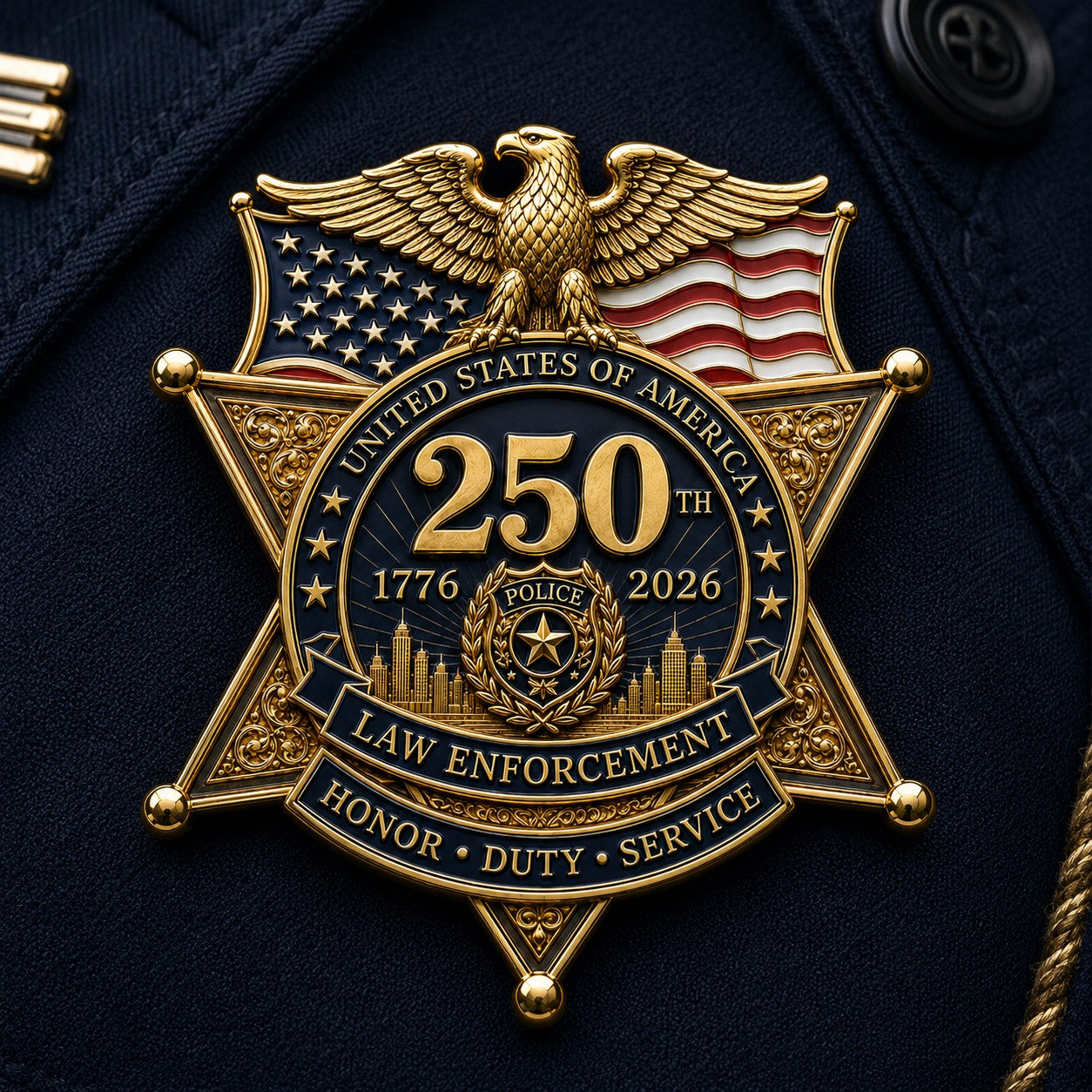 LibertyShield – America 250 Law Enforcement Brooch