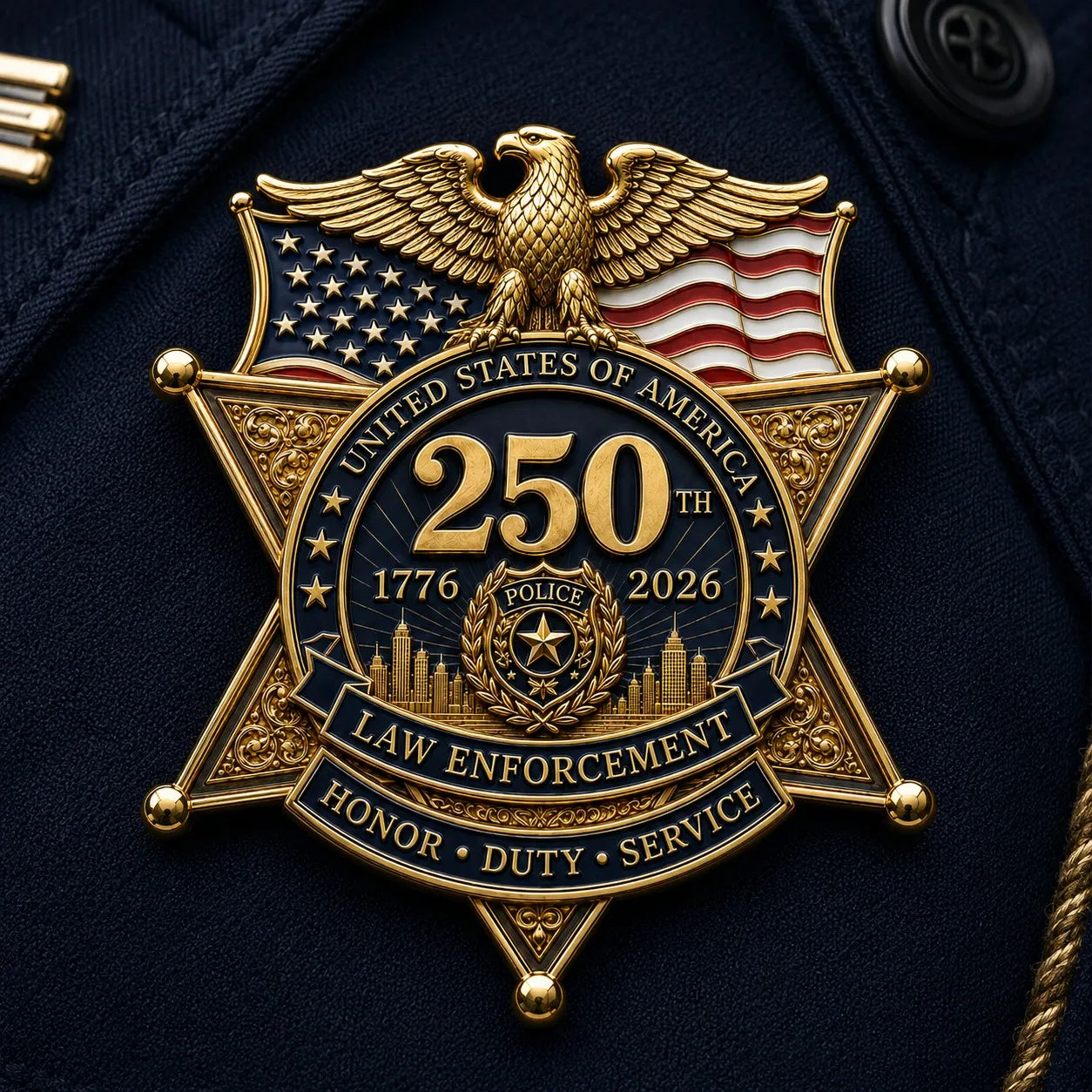 LibertyShield – America 250 Law Enforcement Brooch