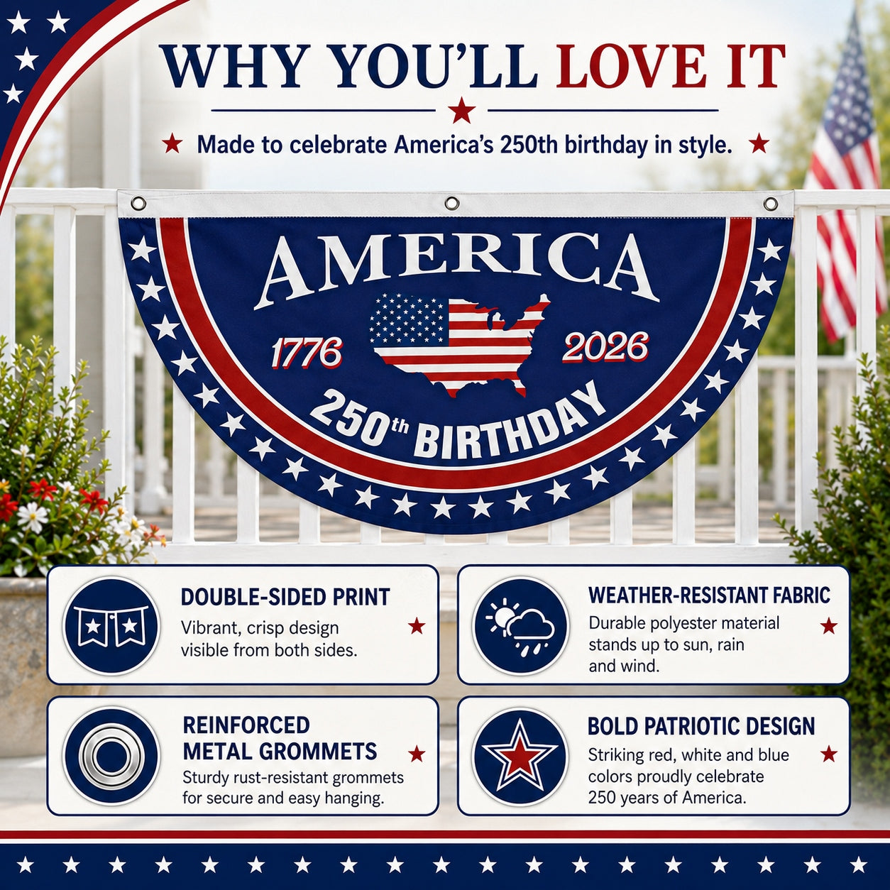 VeteranMade - USA 250 Years Commemorative Banner 🇺🇸